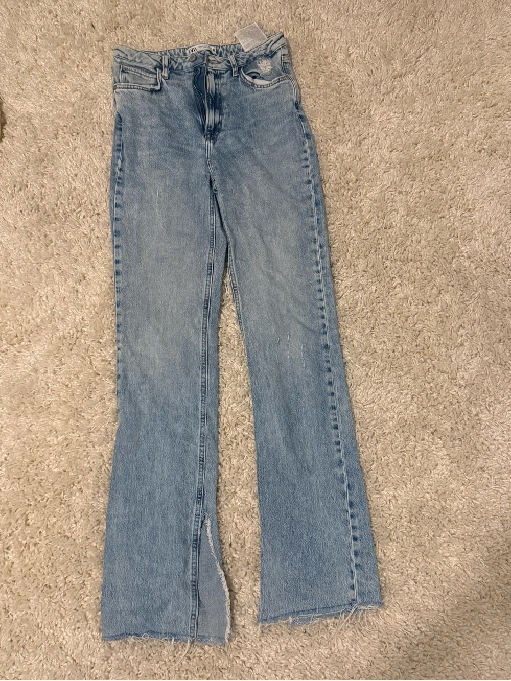 Zara Light Blue Split-Side Flare Jeans